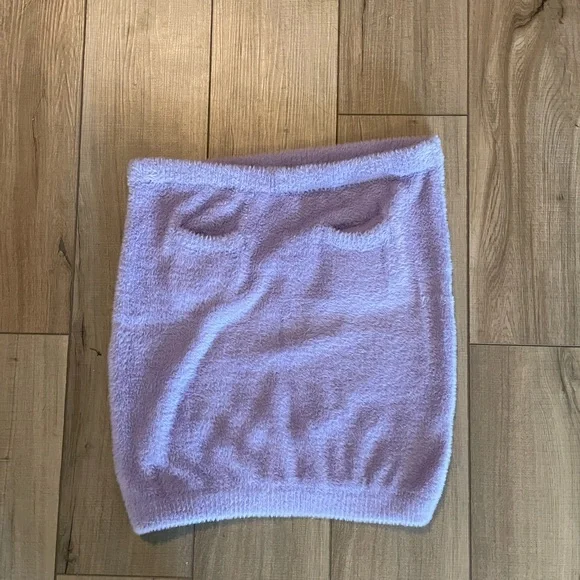 NWT WAYF X Emma Rose Lavender Fuzzy Bodycon Mini Skirt - Picture 1 of 3